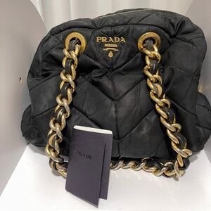 Prada Catena Chevron Chain Large Bag
